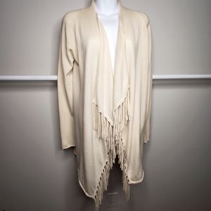 Kinross cream fringe cardigan 100% cashmere